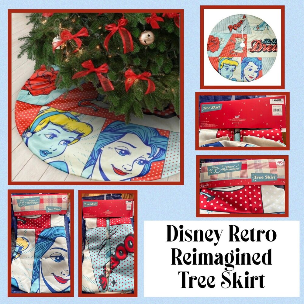 Disney 100 Years-Retro Reimagined Princess Style-Christmas Tree Skirt-48”NWT